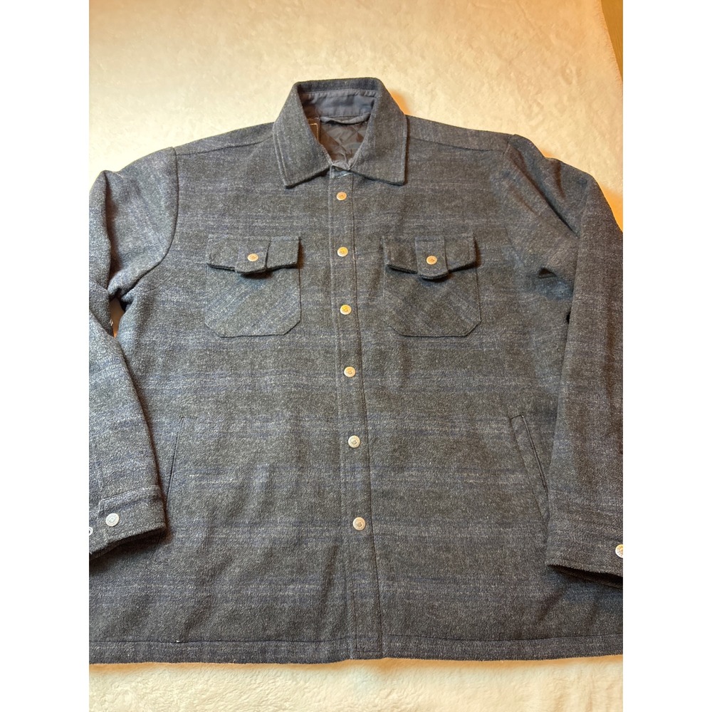 Mountain Khakis Wool Blend Quilted Lined Shirt Jacket Gray Blue XL Mens